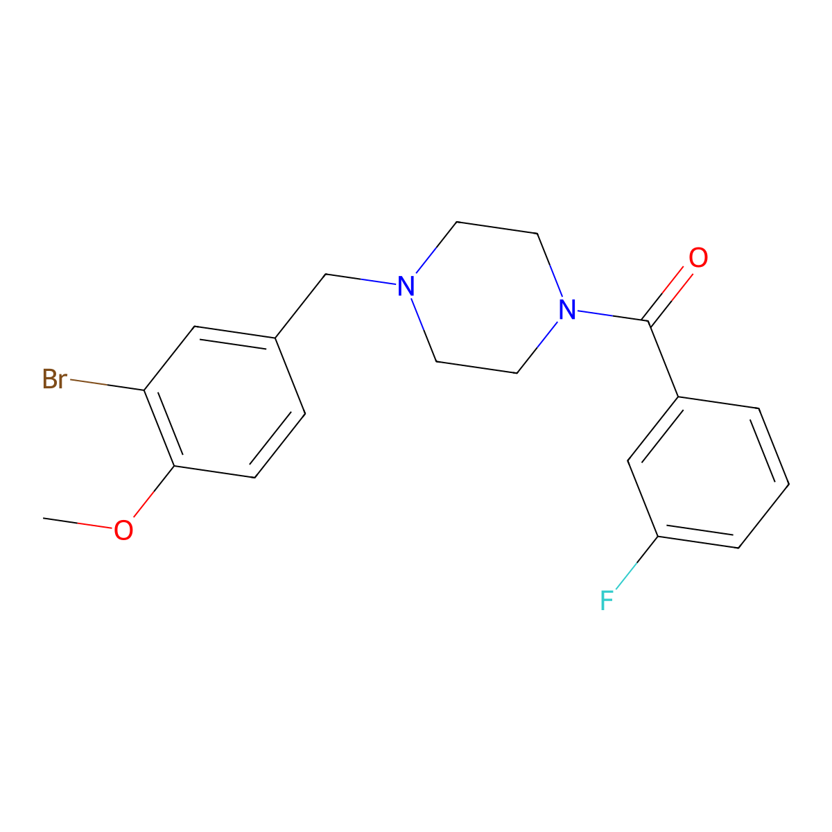 [4-[(3-Bromo-4-methoxyphenyl)methyl]piperazin-1-yl]-(3-fluorophenyl)methanone molecular structure, CAS 425390-00-7