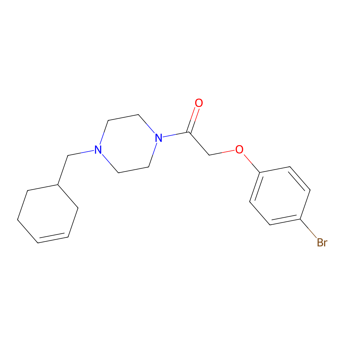 2-(4-Bromophenoxy)-1-[4-(cyclohex-3-en-1-ylmethyl)piperazin-1-yl]ethanone molecular structure, CAS 425390-19-8