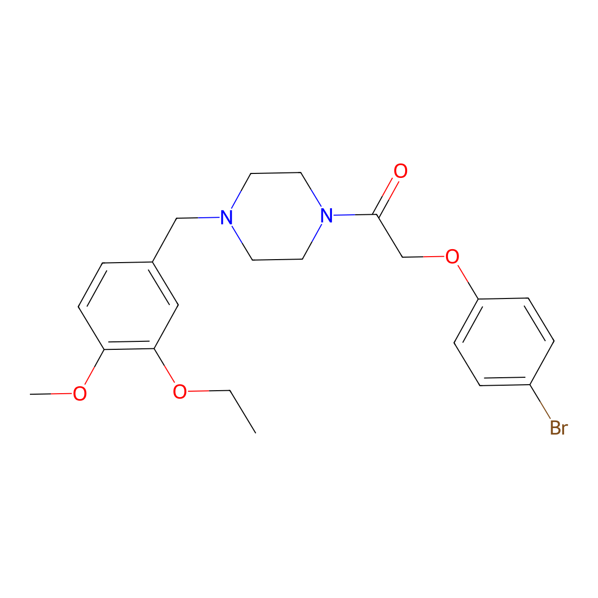 2-(4-Bromophenoxy)-1-[4-[(3-ethoxy-4-methoxyphenyl)methyl]piperazin-1-yl]ethanone molecular structure, CAS 425390-22-3