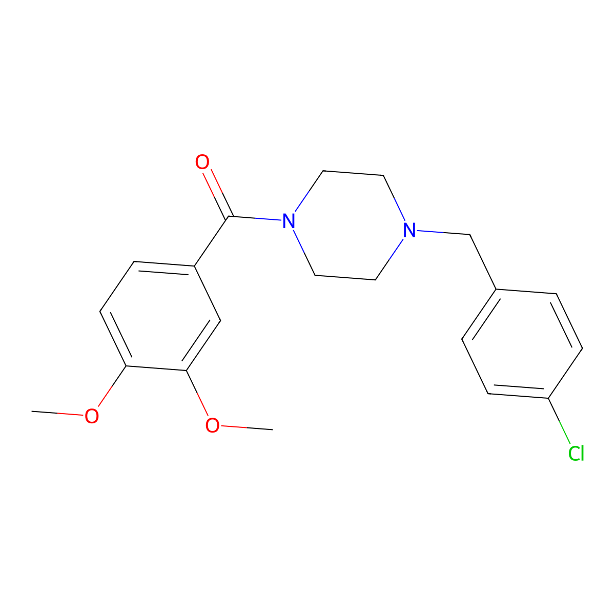 [4-[(4-Chlorophenyl)methyl]piperazin-1-yl]-(3,4-dimethoxyphenyl)methanone molecular structure, CAS 425390-23-4