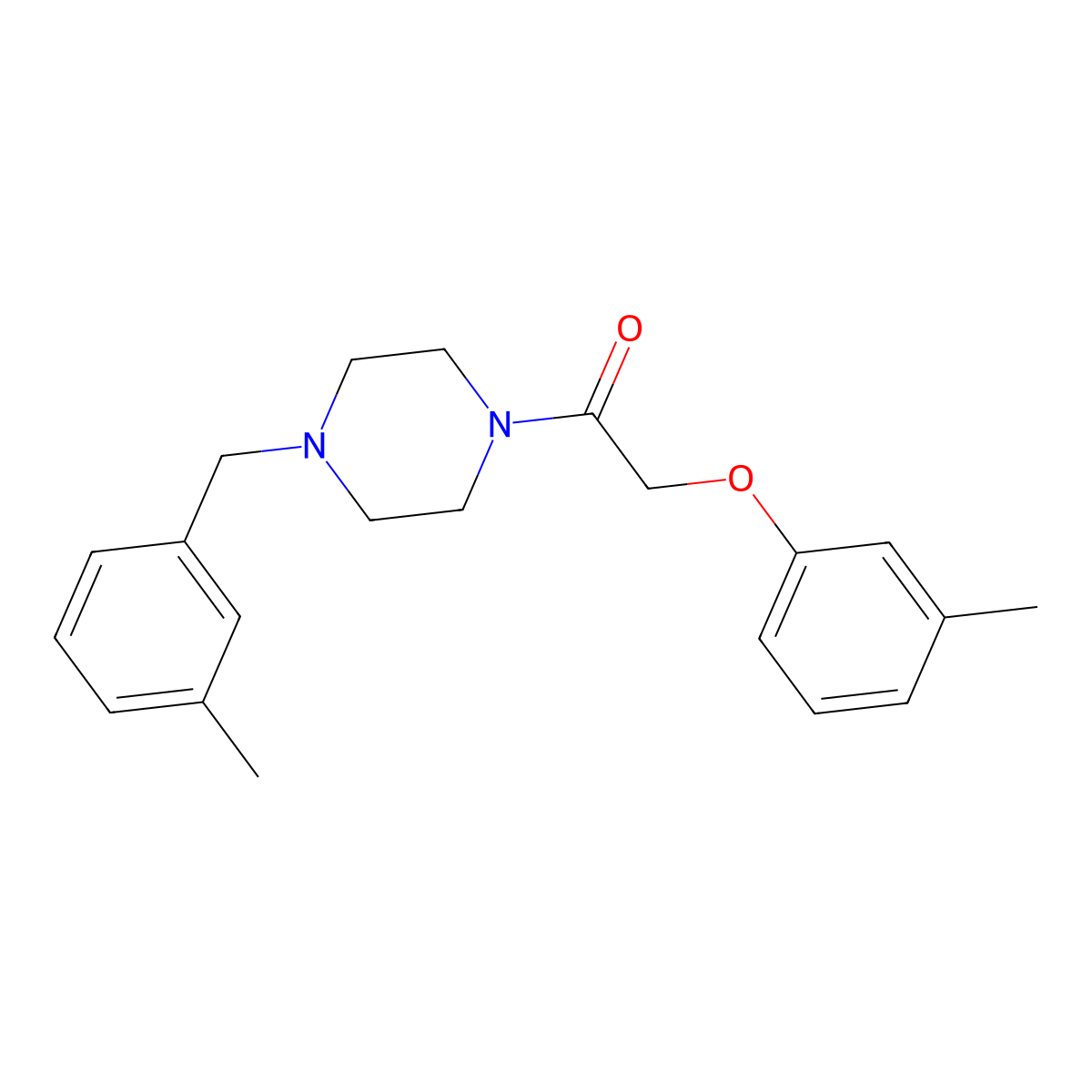 2-(3-Methylphenoxy)-1-[4-[(3-methylphenyl)methyl]piperazin-1-yl]ethanone molecular structure, CAS 425390-34-7