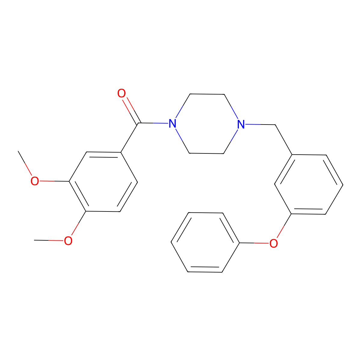 (3,4-Dimethoxyphenyl)-[4-[(3-phenoxyphenyl)methyl]piperazin-1-yl]methanone molecular structure, CAS 425390-39-2