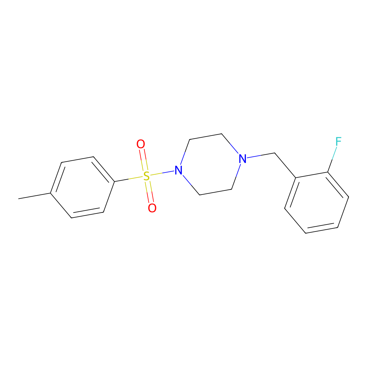 1-(2-Fluorobenzyl)-4-[(4-methylphenyl)sulfonyl]piperazine molecular structure, CAS 425390-52-9