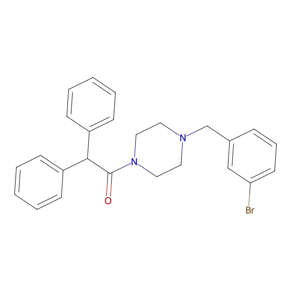 1-[4-[(3-Bromophenyl)methyl]piperazin-1-yl]-2,2-diphenylethanone molecular structure, CAS 425390-72-3