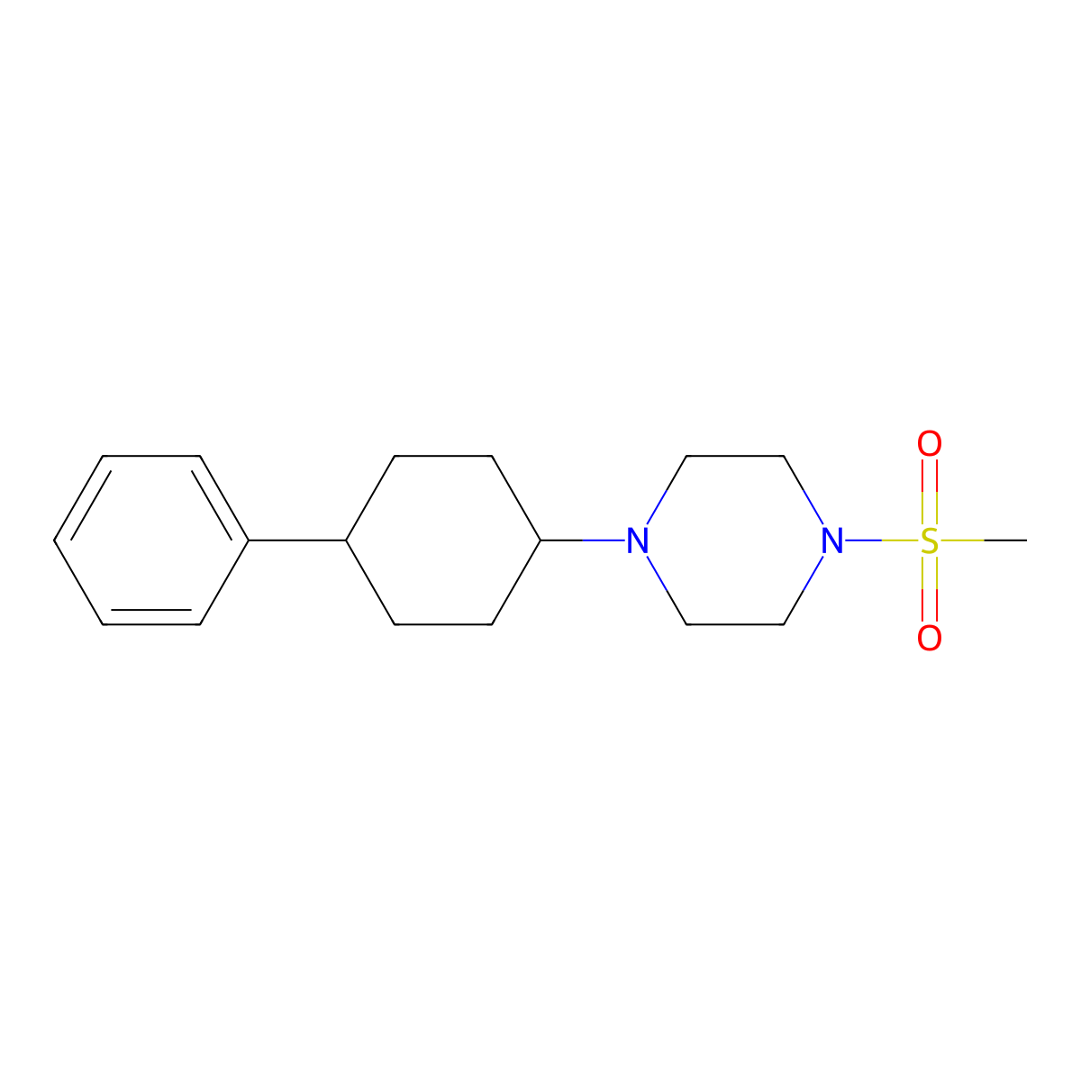 1-Methylsulfonyl-4-(4-phenylcyclohexyl)piperazine molecular structure, CAS 425390-77-8