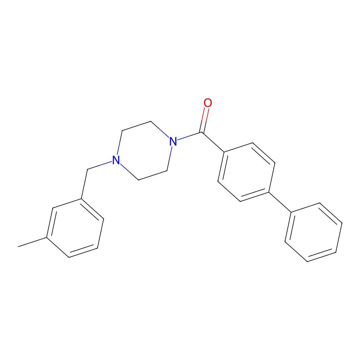 [4-[(3-Methylphenyl)methyl]piperazin-1-yl]-(4-phenylphenyl)methanone molecular structure, CAS 425390-86-9