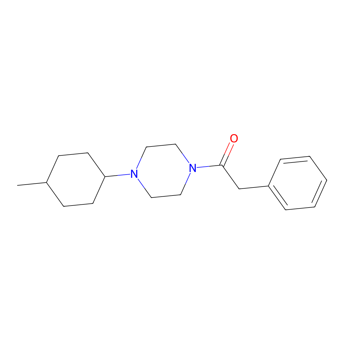 1-[4-(4-Methylcyclohexyl)piperazin-1-yl]-2-phenylethanone molecular structure, CAS 425390-96-1