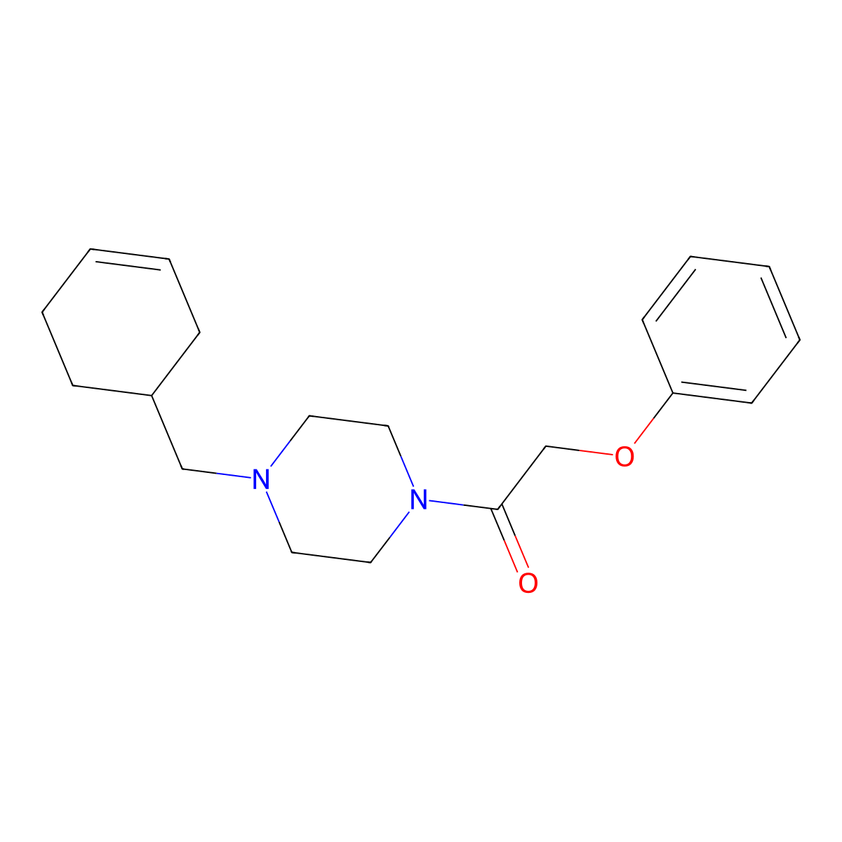 1-[4-(Cyclohex-3-en-1-ylmethyl)piperazin-1-yl]-2-phenoxyethanone molecular structure, CAS 425390-98-3
