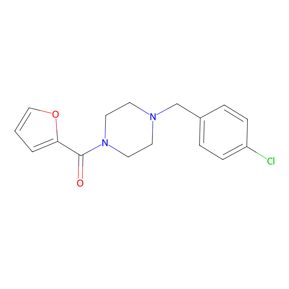 [4-[(4-Chlorophenyl)methyl]piperazin-1-yl]-(furan-2-yl)methanone molecular structure, CAS 425391-03-3