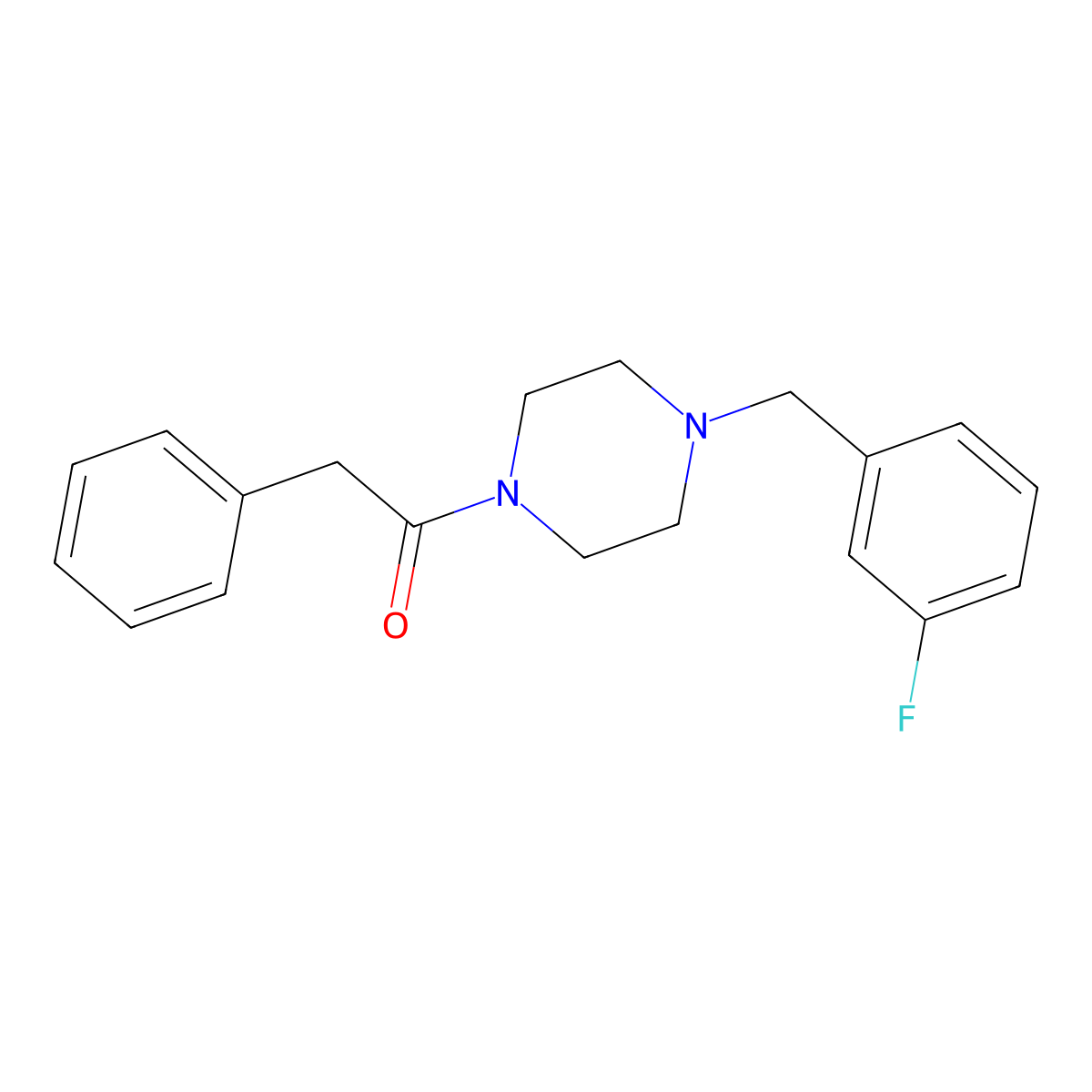 1-[4-[(3-Fluorophenyl)methyl]piperazin-1-yl]-2-phenylethanone molecular structure, CAS 425391-05-5