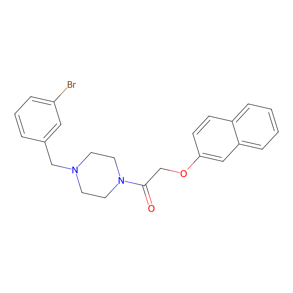 1-[4-[(3-Bromophenyl)methyl]piperazin-1-yl]-2-naphthalen-2-yloxyethanone molecular structure, CAS 425391-26-0