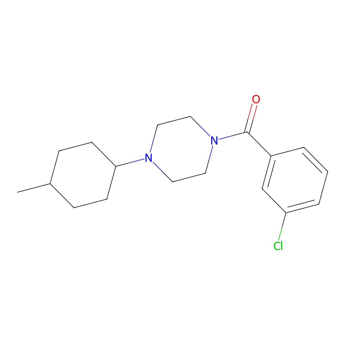 (3-Chlorophenyl)-[4-(4-methylcyclohexyl)piperazin-1-yl]methanone molecular structure, CAS 425391-30-6