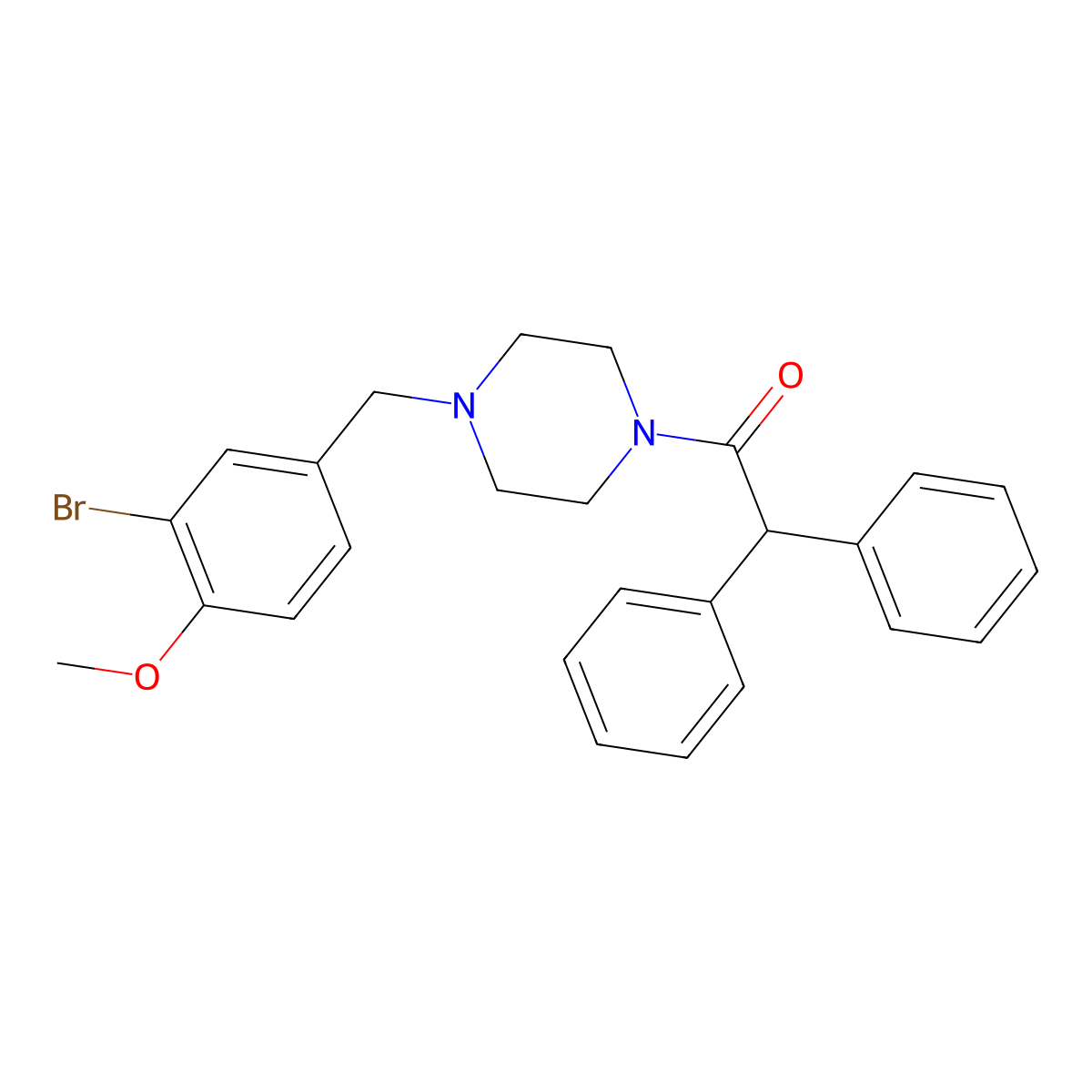 1-[4-[(3-Bromo-4-methoxyphenyl)methyl]piperazin-1-yl]-2,2-diphenylethanone molecular structure, CAS 425391-39-5