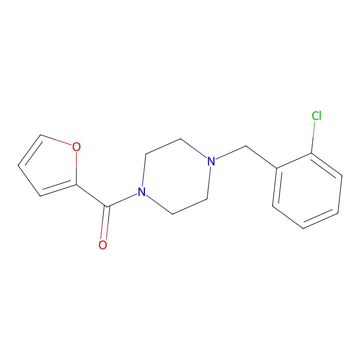 [4-[(2-Chlorophenyl)methyl]piperazin-1-yl]-(furan-2-yl)methanone molecular structure, CAS 425391-44-2