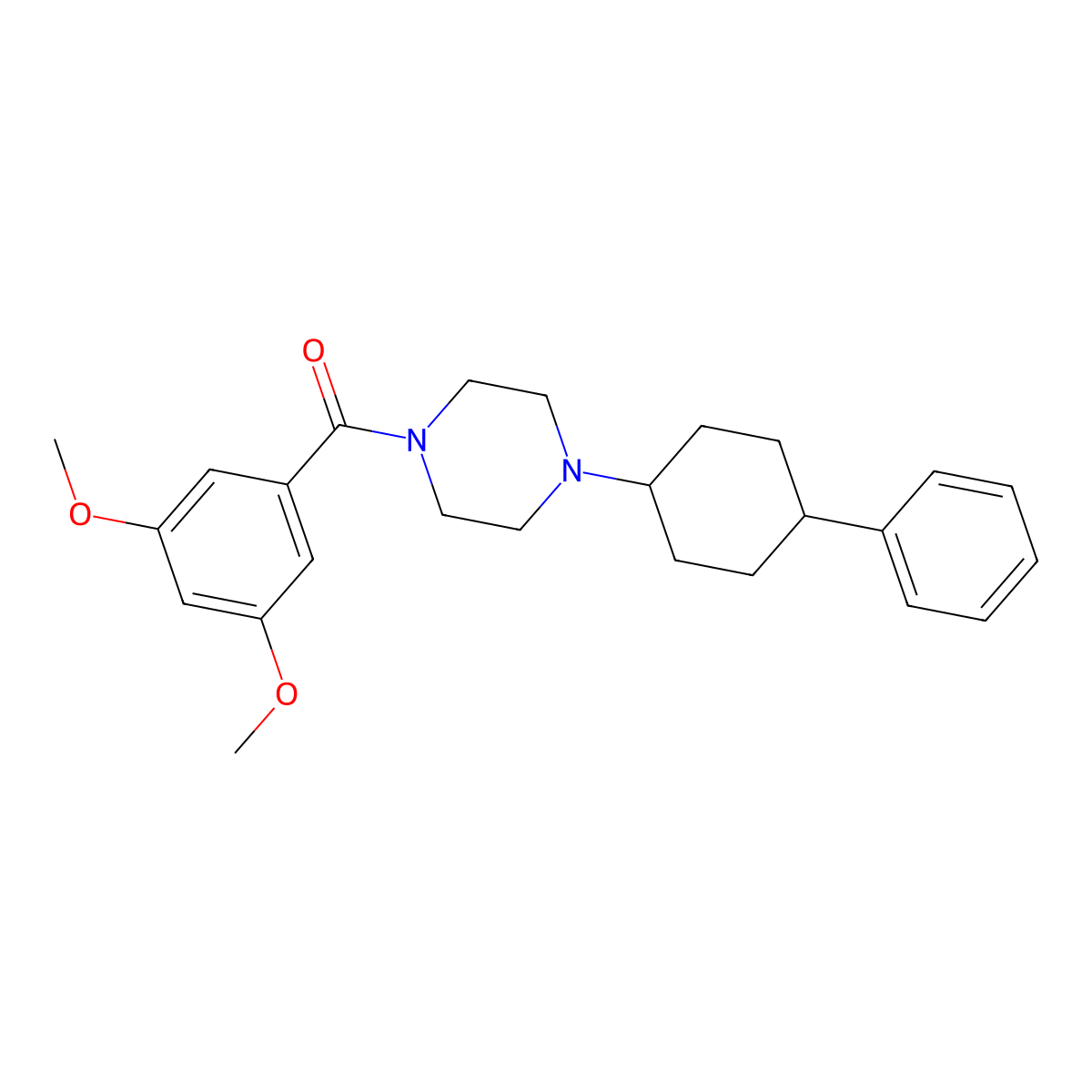 (3,5-Dimethoxyphenyl)[4-(4-phenylcyclohexyl)piperazin-1-yl]methanone molecular structure, CAS 425391-47-5