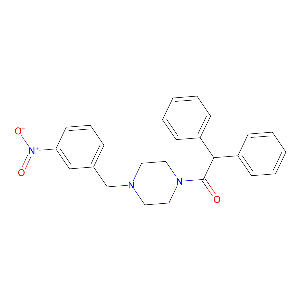 1-[4-[(3-Nitrophenyl)methyl]piperazin-1-yl]-2,2-diphenylethanone molecular structure, CAS 425391-49-7