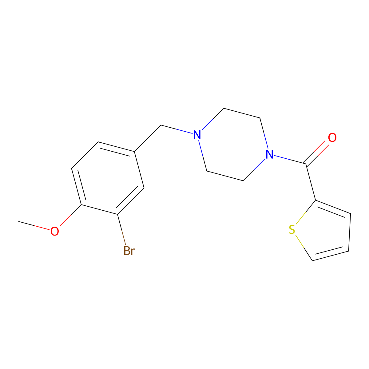 [4-[(3-Bromo-4-methoxyphenyl)methyl]piperazin-1-yl]-thiophen-2-ylmethanone molecular structure, CAS 425391-53-3