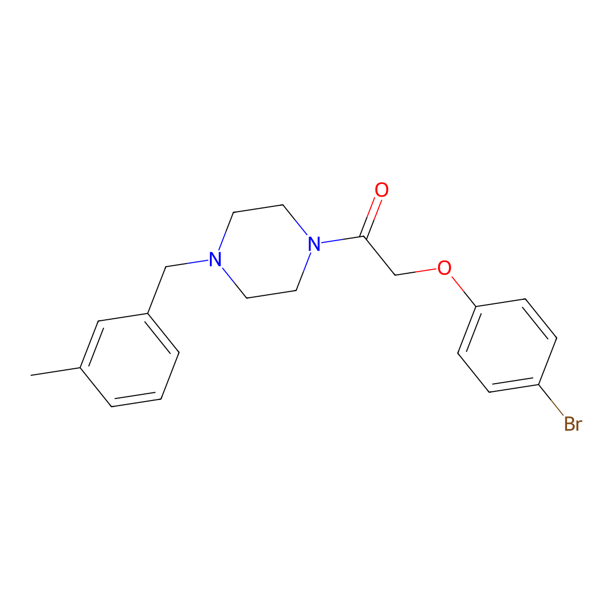 2-(4-Bromophenoxy)-1-[4-[(3-methylphenyl)methyl]piperazin-1-yl]ethanone molecular structure, CAS 425391-56-6