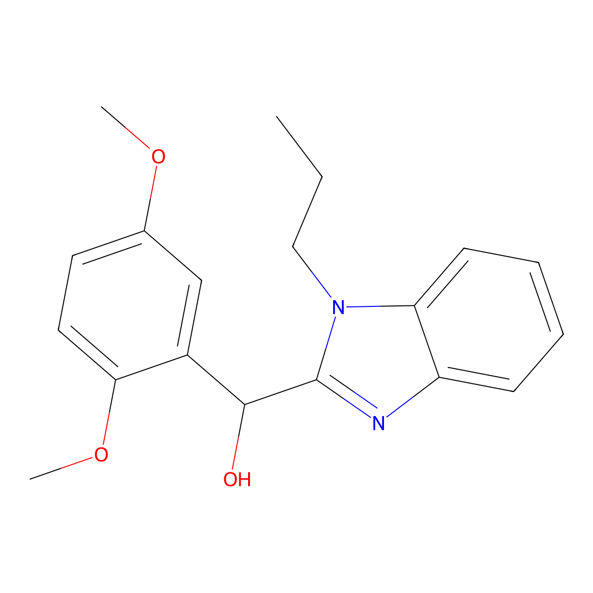 (2,5-dimethoxyphenyl)(1-propyl-1H-benzimidazol-2-yl)methanol molecular structure, CAS 425391-57-7