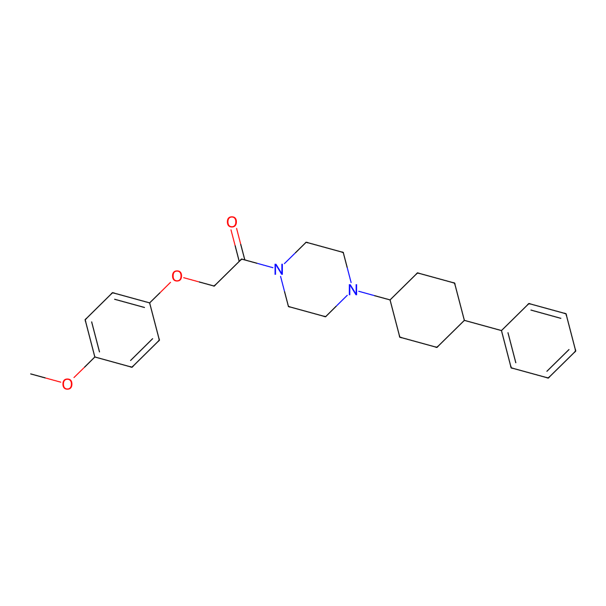 2-(4-Methoxyphenoxy)-1-[4-(4-phenylcyclohexyl)piperazin-1-yl]ethanone molecular structure, CAS 425391-59-9