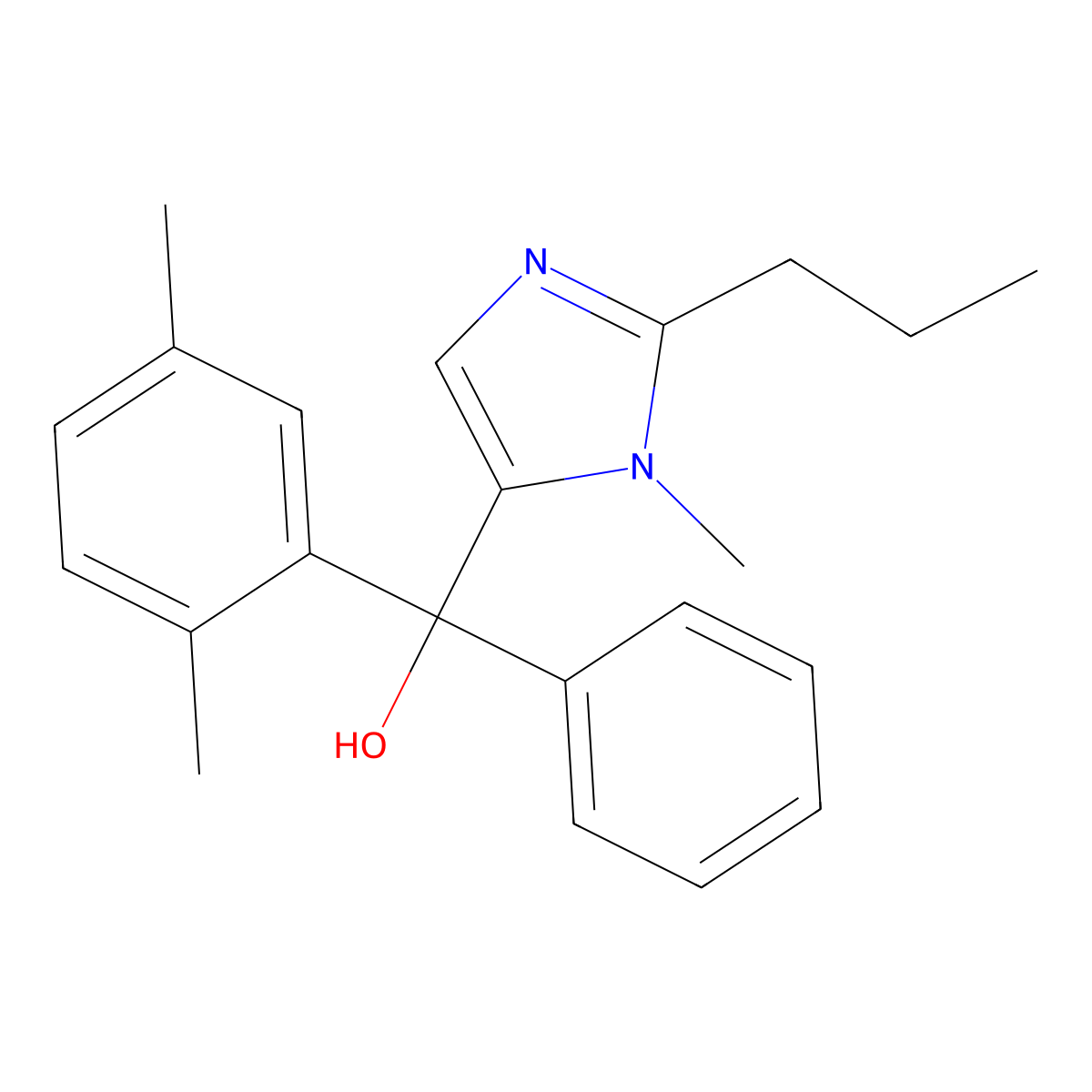 (2,5-dimethylphenyl)(1-methyl-2-propyl-1H-imidazol-5-yl)phenylmethanol molecular structure, CAS 425391-69-1