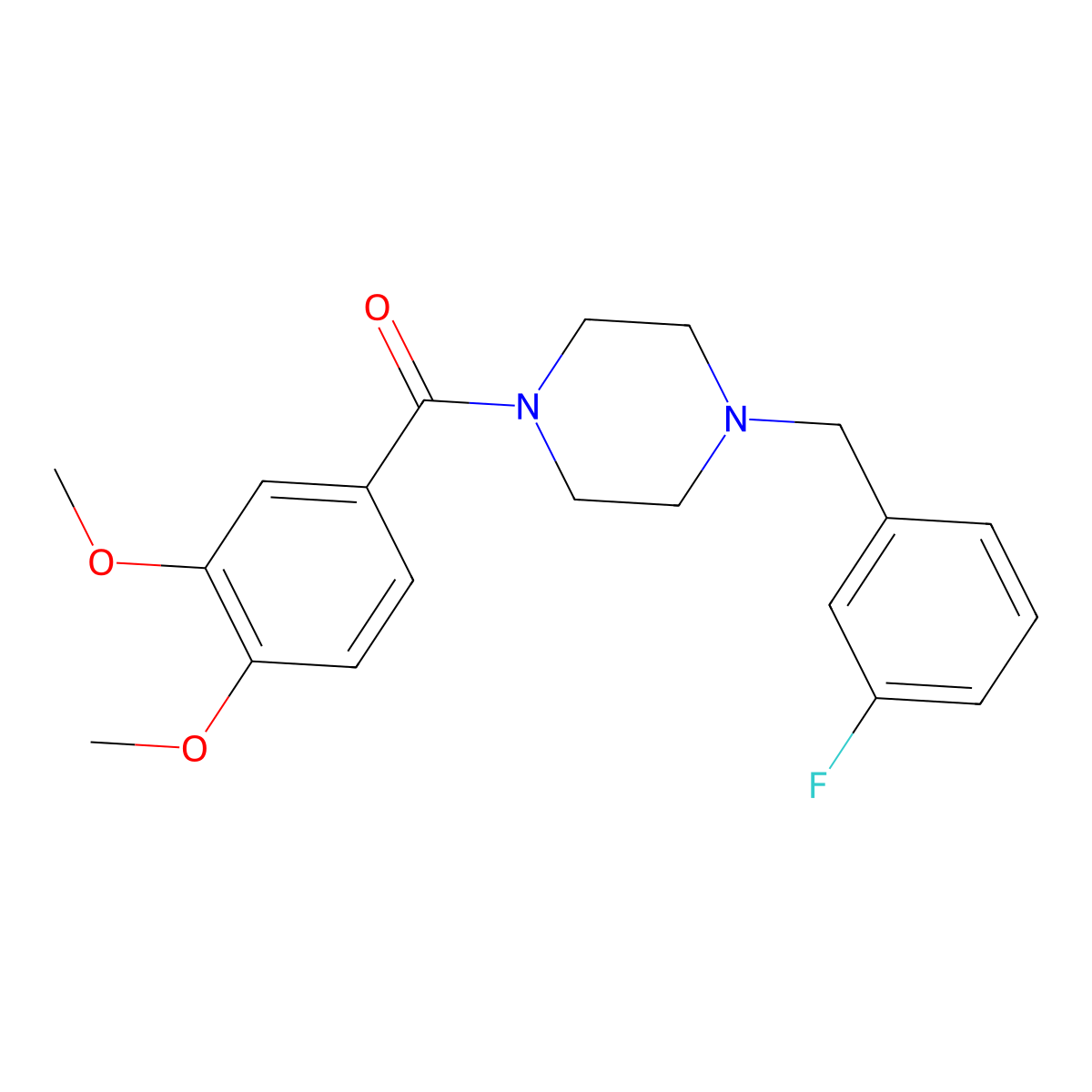 (3,4-Dimethoxyphenyl)-[4-[(3-fluorophenyl)methyl]piperazin-1-yl]methanone molecular structure, CAS 425391-71-5