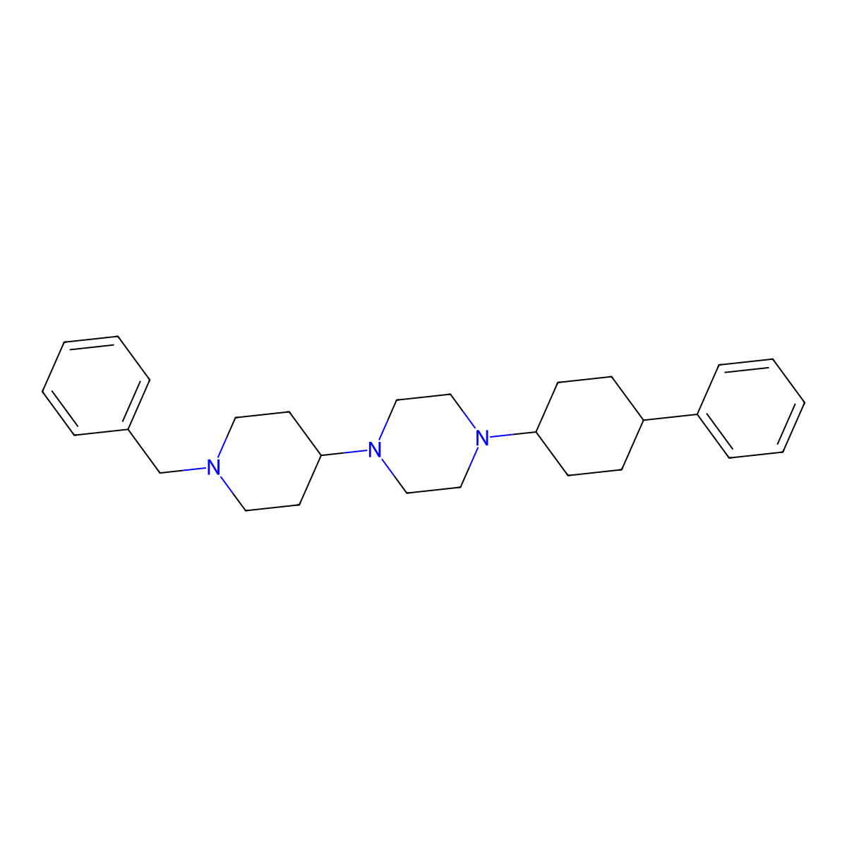 1-(1-Benzylpiperidin-4-yl)-4-(4-phenylcyclohexyl)piperazine molecular structure, CAS 425391-74-8