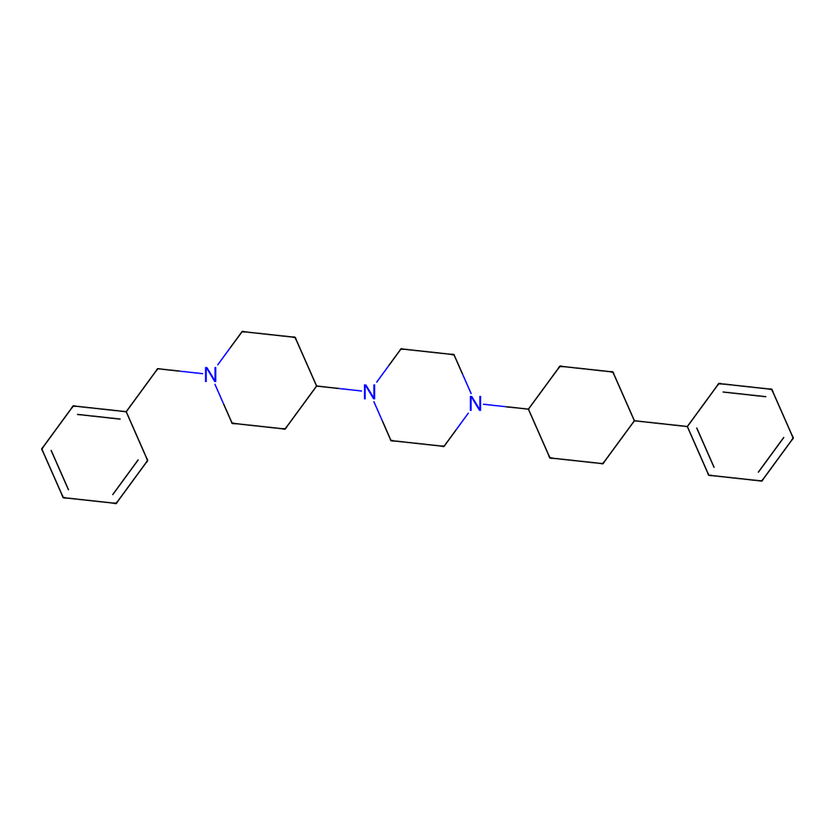 1-(1-Benzylpiperidin-4-yl)-4-(4-phenylcyclohexyl)piperazine molecular structure, CAS 425391-74-8