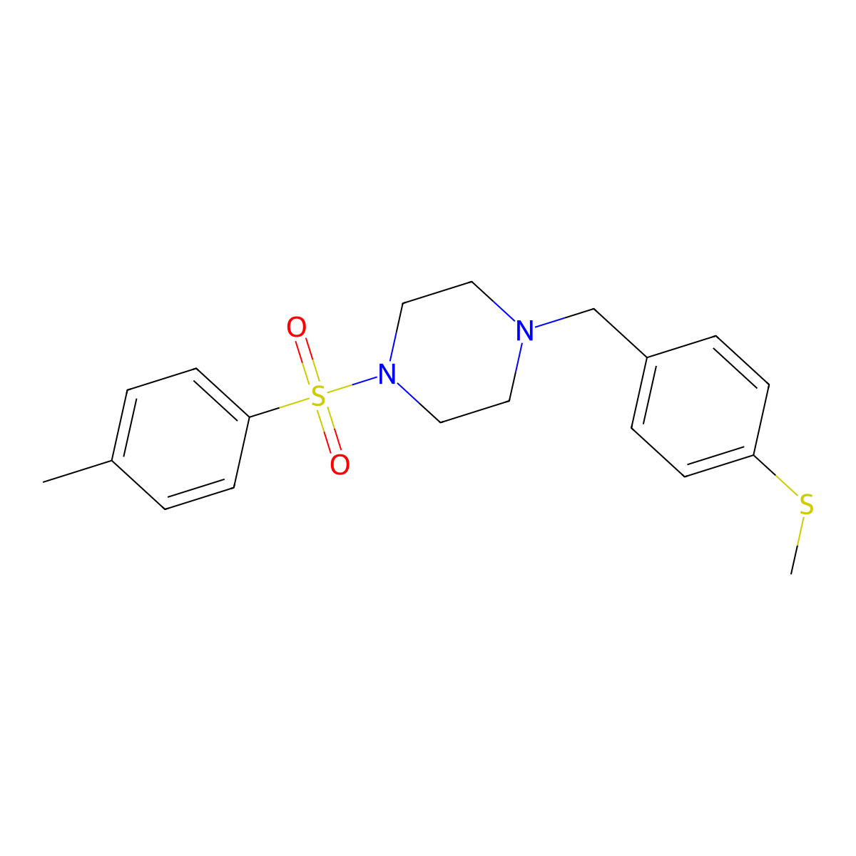 1-[(4-Methylphenyl)sulfonyl]-4-[4-(methylsulfanyl)benzyl]piperazine molecular structure, CAS 425391-88-4