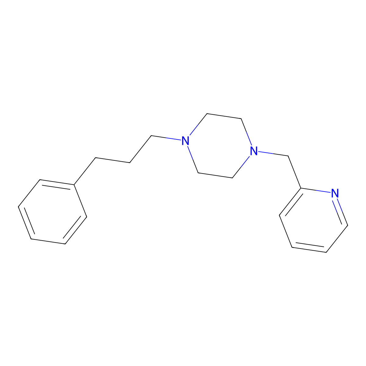 1-(3-Phenylpropyl)-4-(pyridin-2-ylmethyl)piperazine molecular structure, CAS 425391-90-8