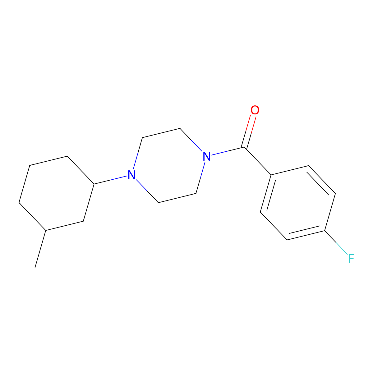 (4-Fluorophenyl)-[4-(3-methylcyclohexyl)piperazin-1-yl]methanone molecular structure, CAS 425391-92-0