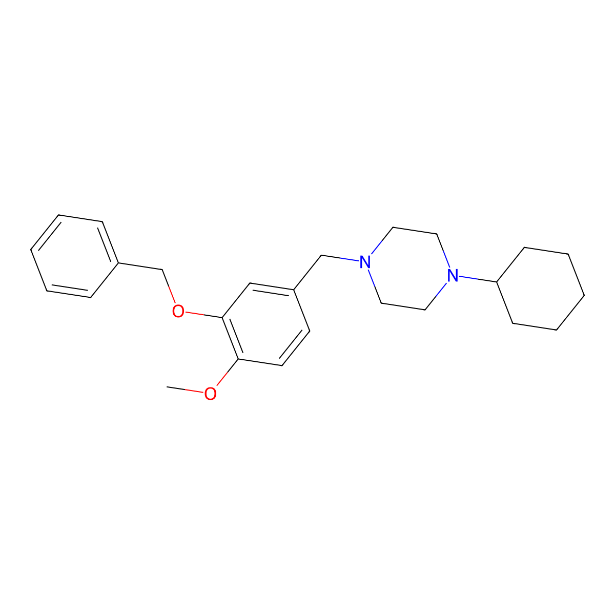 1-[3-(Benzyloxy)-4-methoxybenzyl]-4-cyclohexylpiperazine molecular structure, CAS 425391-97-5