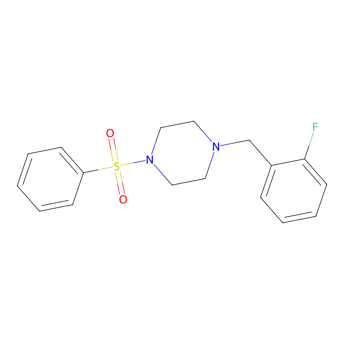 1-(2-Fluorobenzyl)-4-(phenylsulfonyl)piperazine molecular structure, CAS 425392-00-3