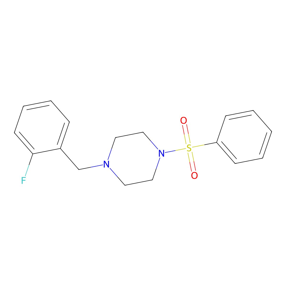 1-(2-Fluorobenzyl)-4-(phenylsulfonyl)piperazine molecular structure, CAS 425392-00-3