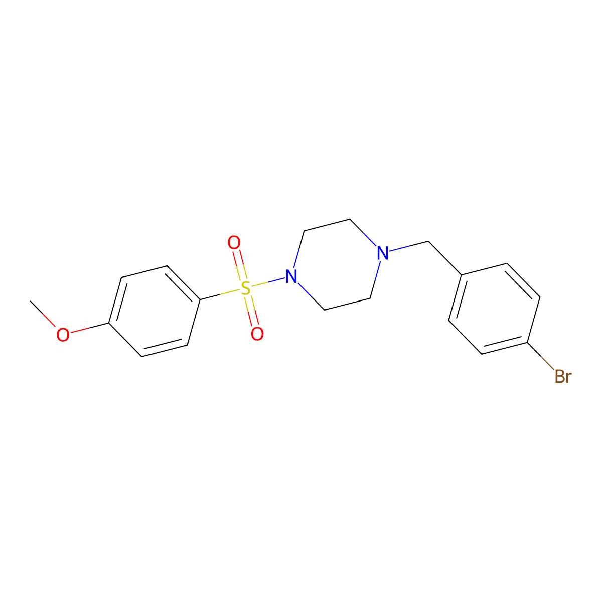 1-(4-Bromobenzyl)-4-[(4-methoxyphenyl)sulfonyl]piperazine molecular structure, CAS 425392-03-6