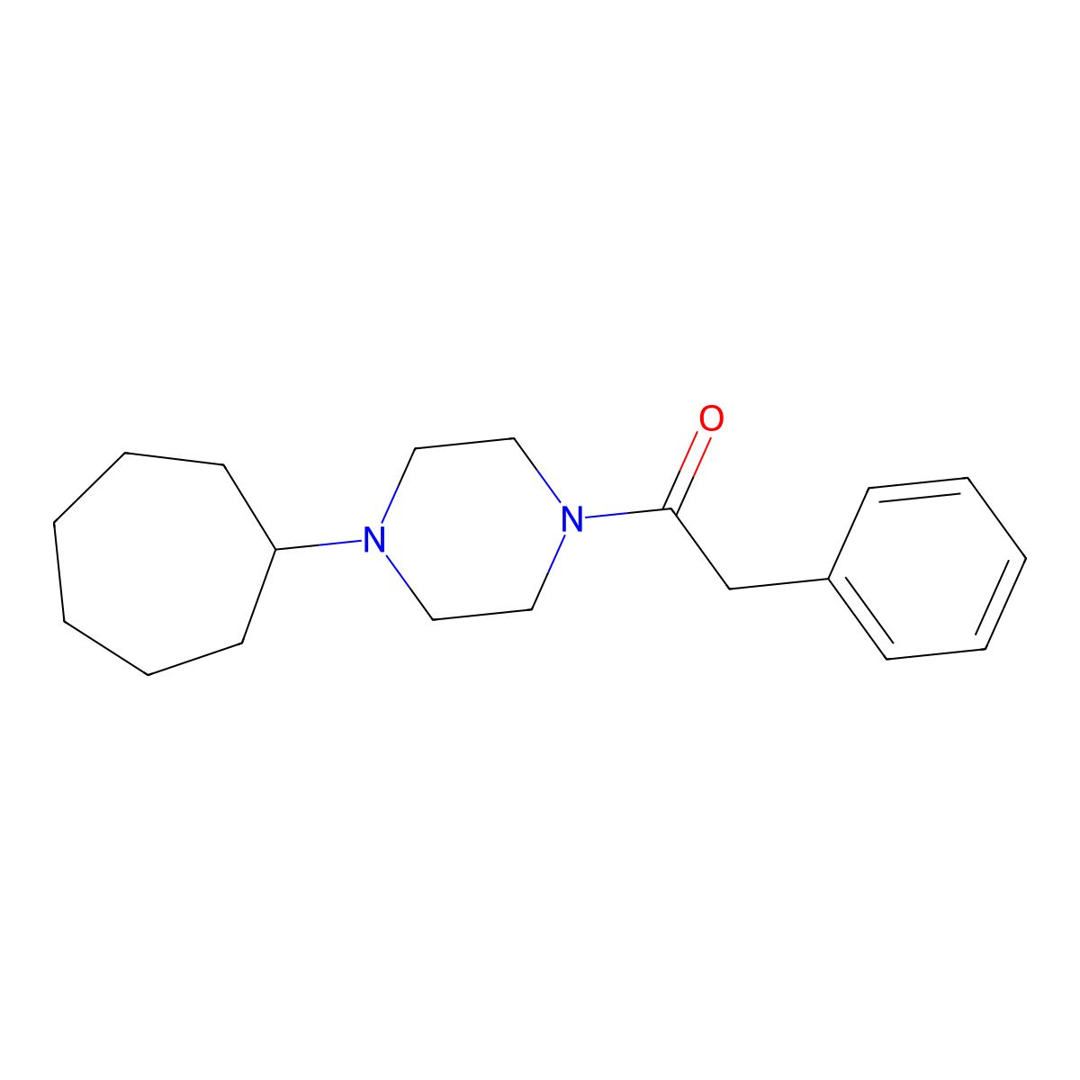 1-(4-Cycloheptylpiperazin-1-yl)-2-phenylethanone molecular structure, CAS 425392-05-8
