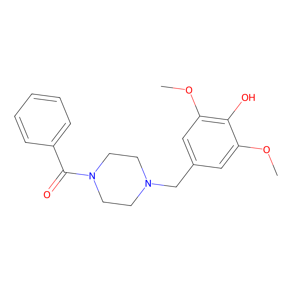 [4-(4-Hydroxy-3,5-dimethoxy-benzyl)-piperazin-1-yl]-phenyl-methanone molecular structure, CAS 425392-06-9