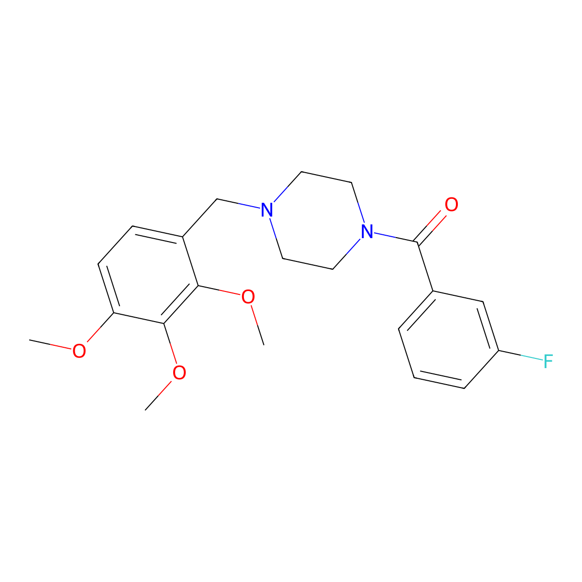 (3-Fluorophenyl)-[4-[(2,3,4-trimethoxyphenyl)methyl]piperazin-1-yl]methanone molecular structure, CAS 425392-11-6