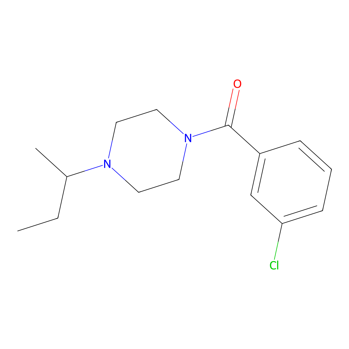 (4-Butan-2-ylpiperazin-1-yl)-(3-chlorophenyl)methanone molecular structure, CAS 425392-15-0