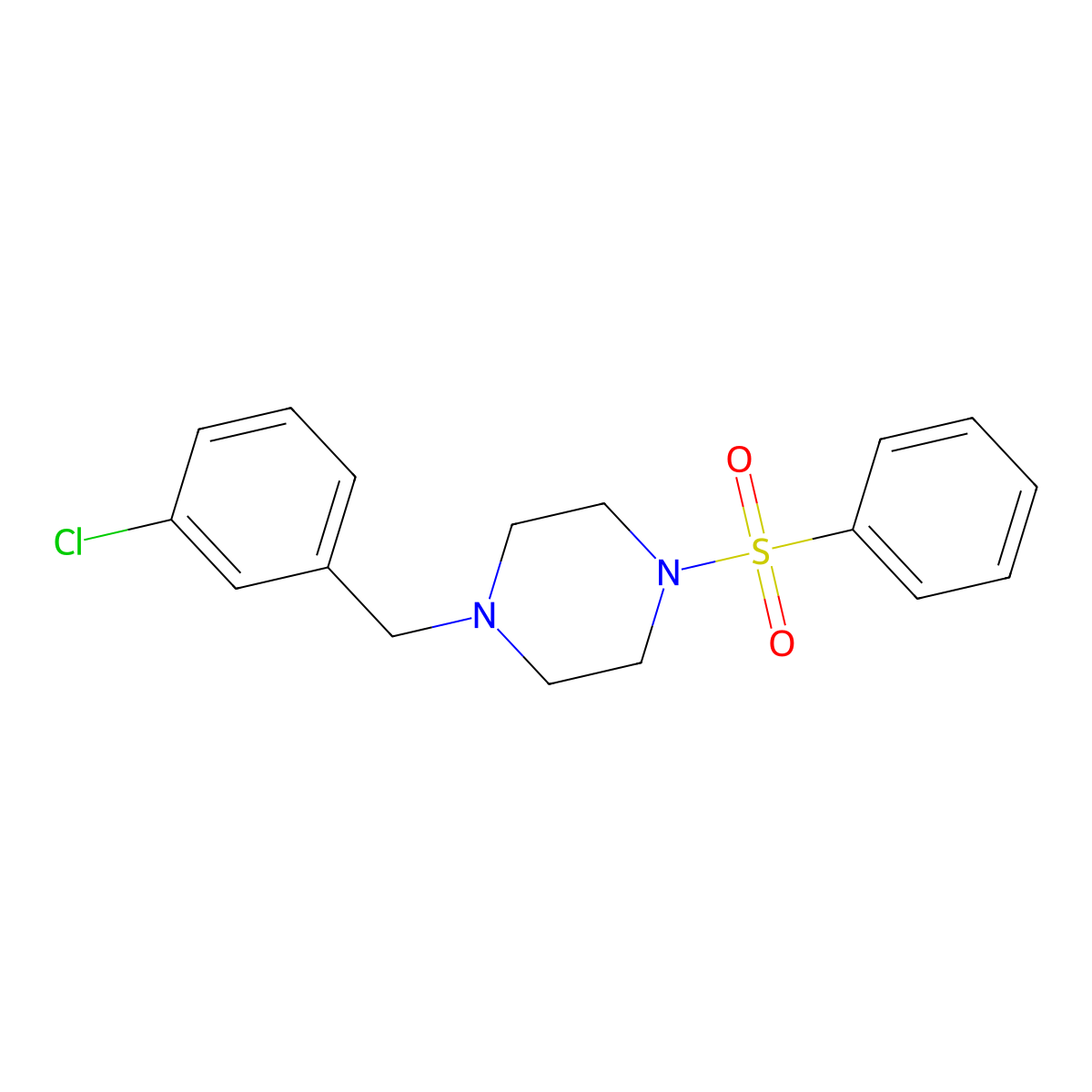 1-(3-Chlorobenzyl)-4-(phenylsulfonyl)piperazine molecular structure, CAS 425392-24-1