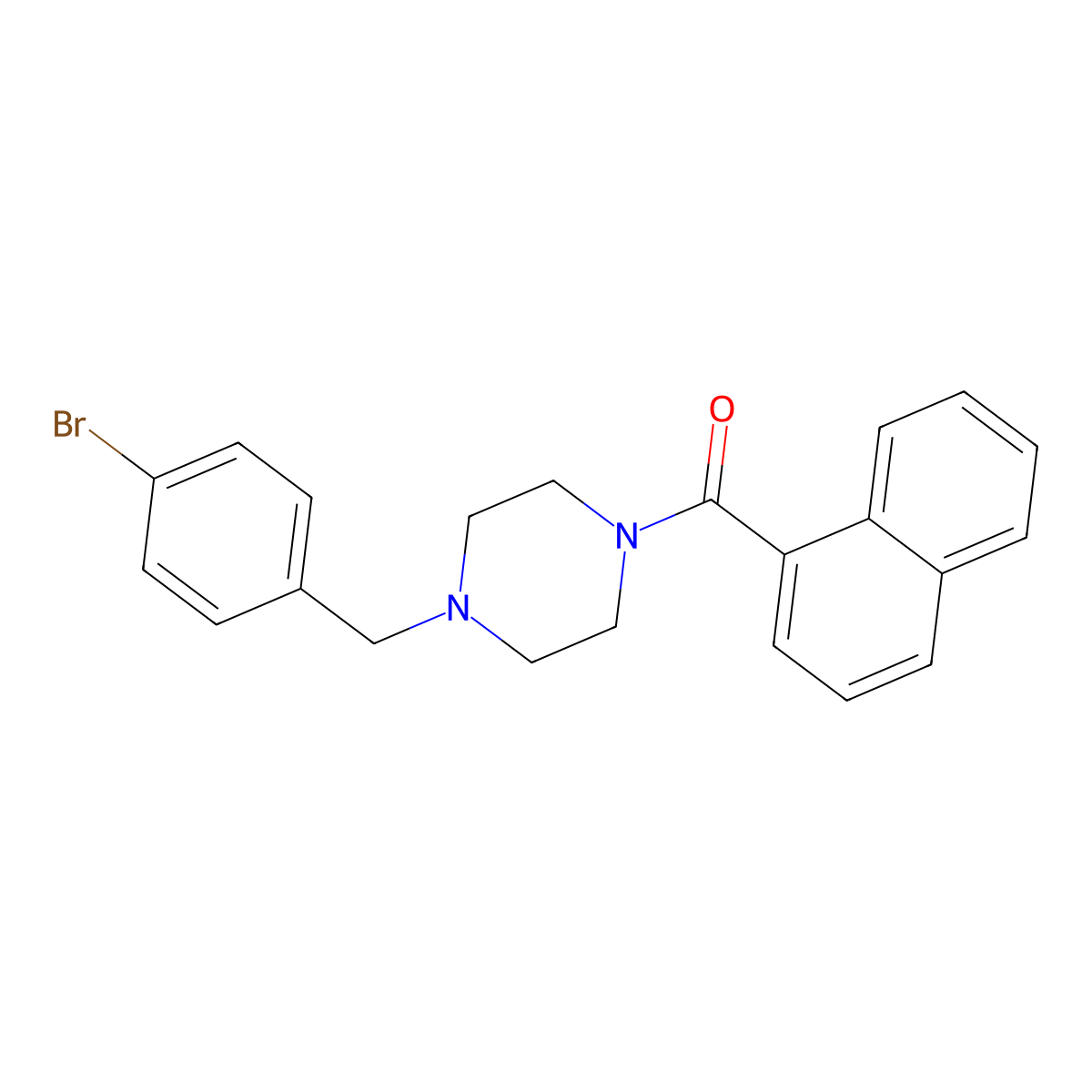 [4-[(4-Bromophenyl)methyl]piperazin-1-yl]-naphthalen-1-ylmethanone molecular structure, CAS 425392-29-6