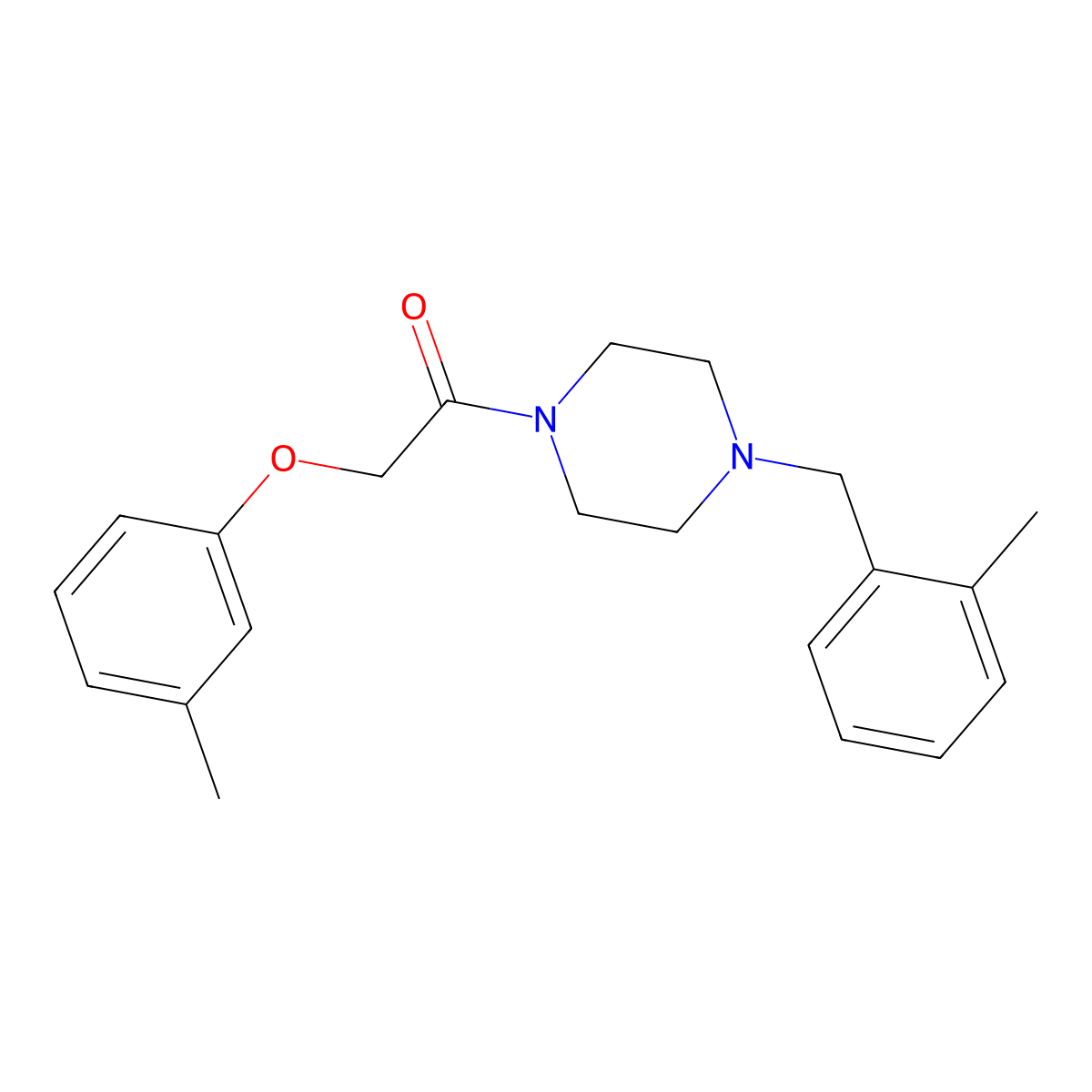 2-(3-Methylphenoxy)-1-[4-[(2-methylphenyl)methyl]piperazin-1-yl]ethanone molecular structure, CAS 425392-34-3