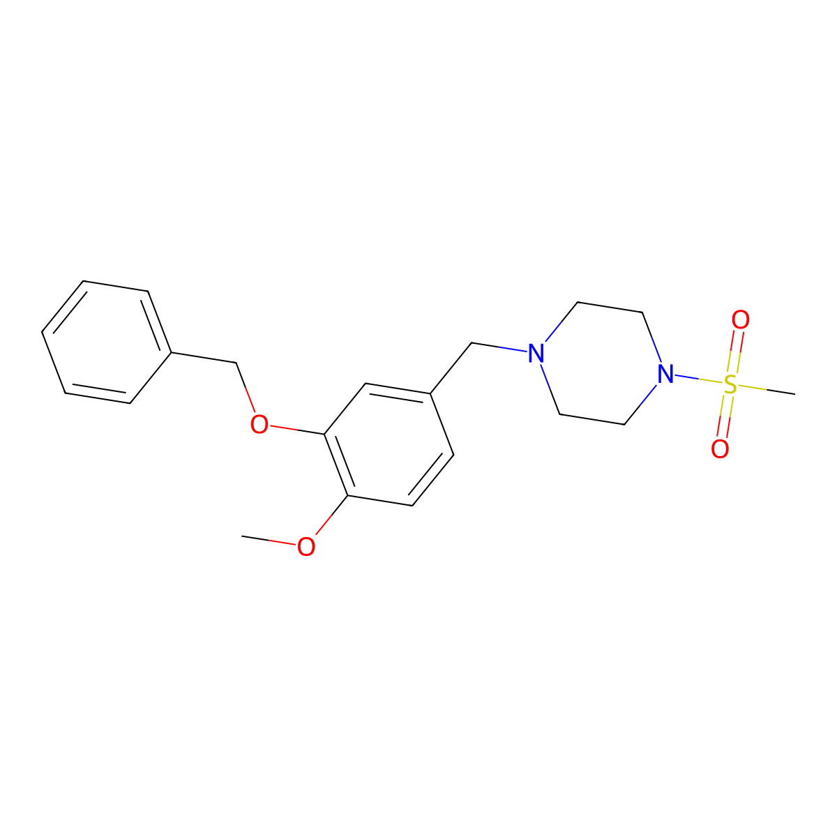 1-[3-(Benzyloxy)-4-methoxybenzyl]-4-(methylsulfonyl)piperazine molecular structure, CAS 425392-42-3