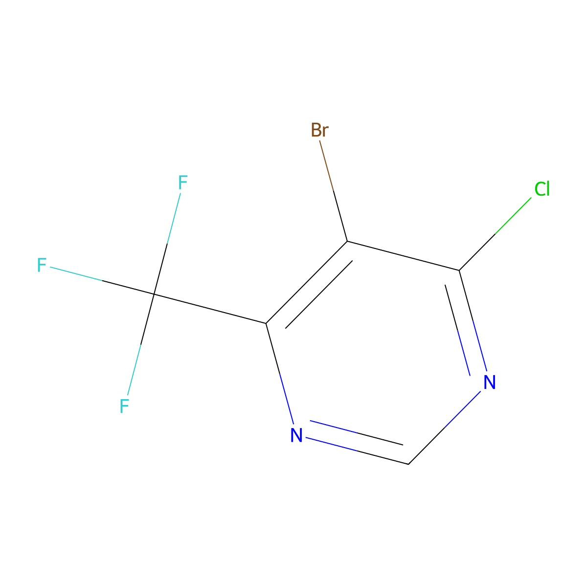 5-Bromo-4-chloro-6-(trifluoromethyl)pyrimidine molecular structure, CAS 425392-76-3