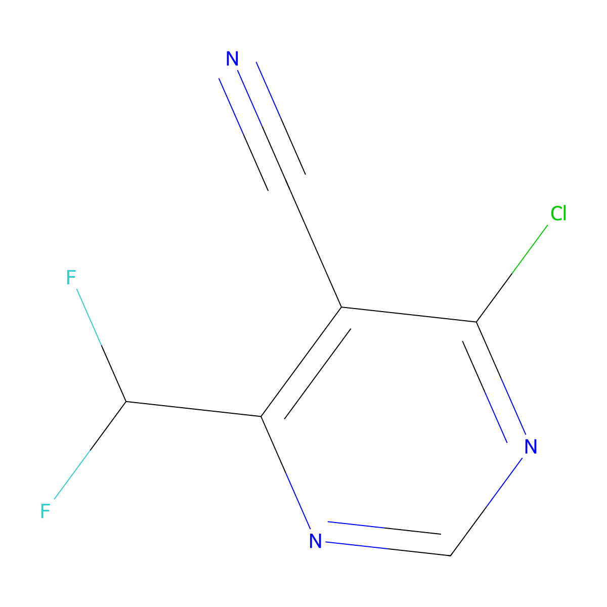 4-Chloro-5-cyano-6-difluoromethylpyrimidine molecular structure, CAS 425394-90-7