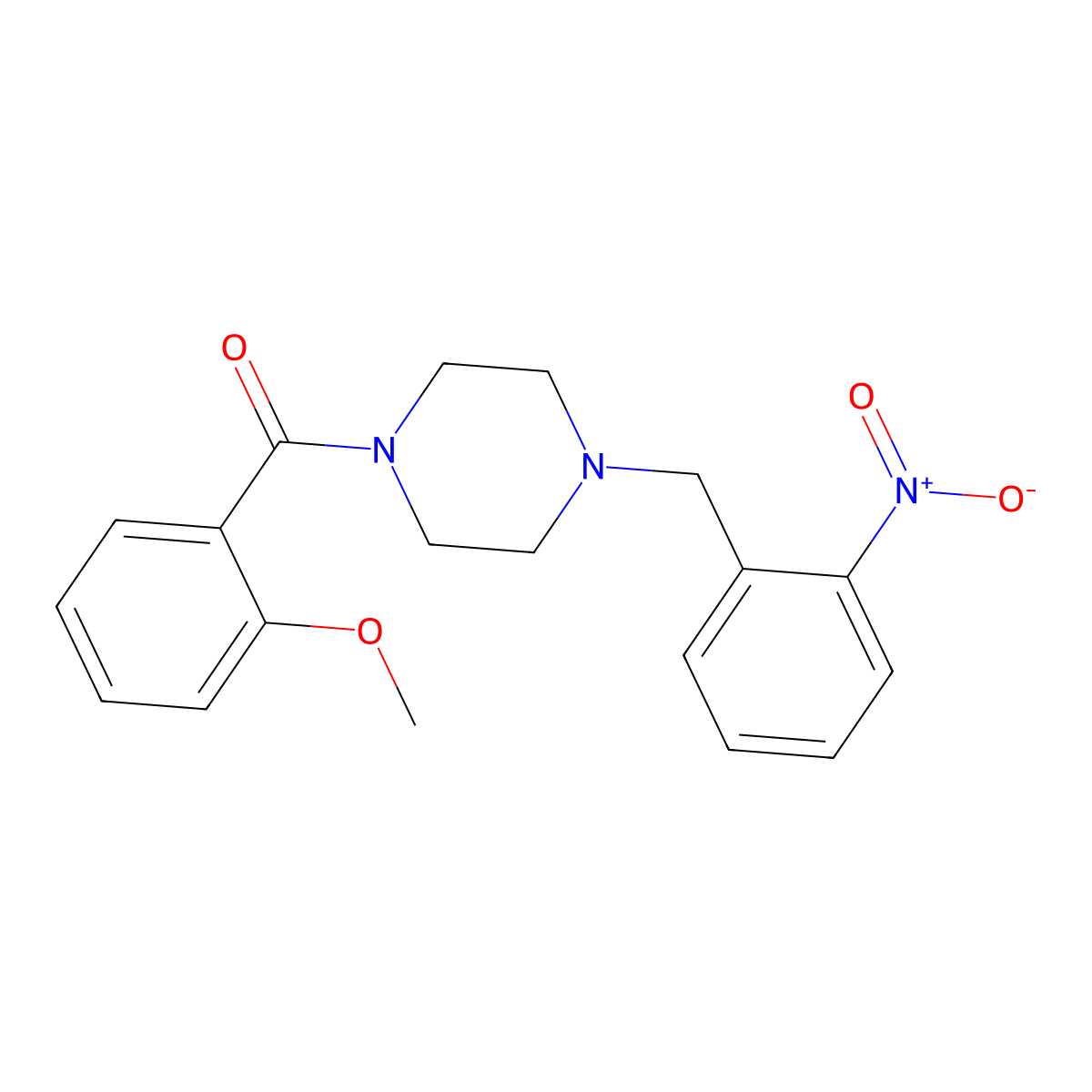 (2-Methoxyphenyl)-[4-[(2-nitrophenyl)methyl]piperazin-1-yl]methanone molecular structure, CAS 425394-96-3