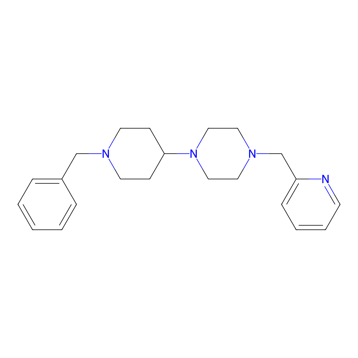 1-(1-Benzylpiperidin-4-yl)-4-(pyridin-2-ylmethyl)piperazine molecular structure, CAS 425395-02-4