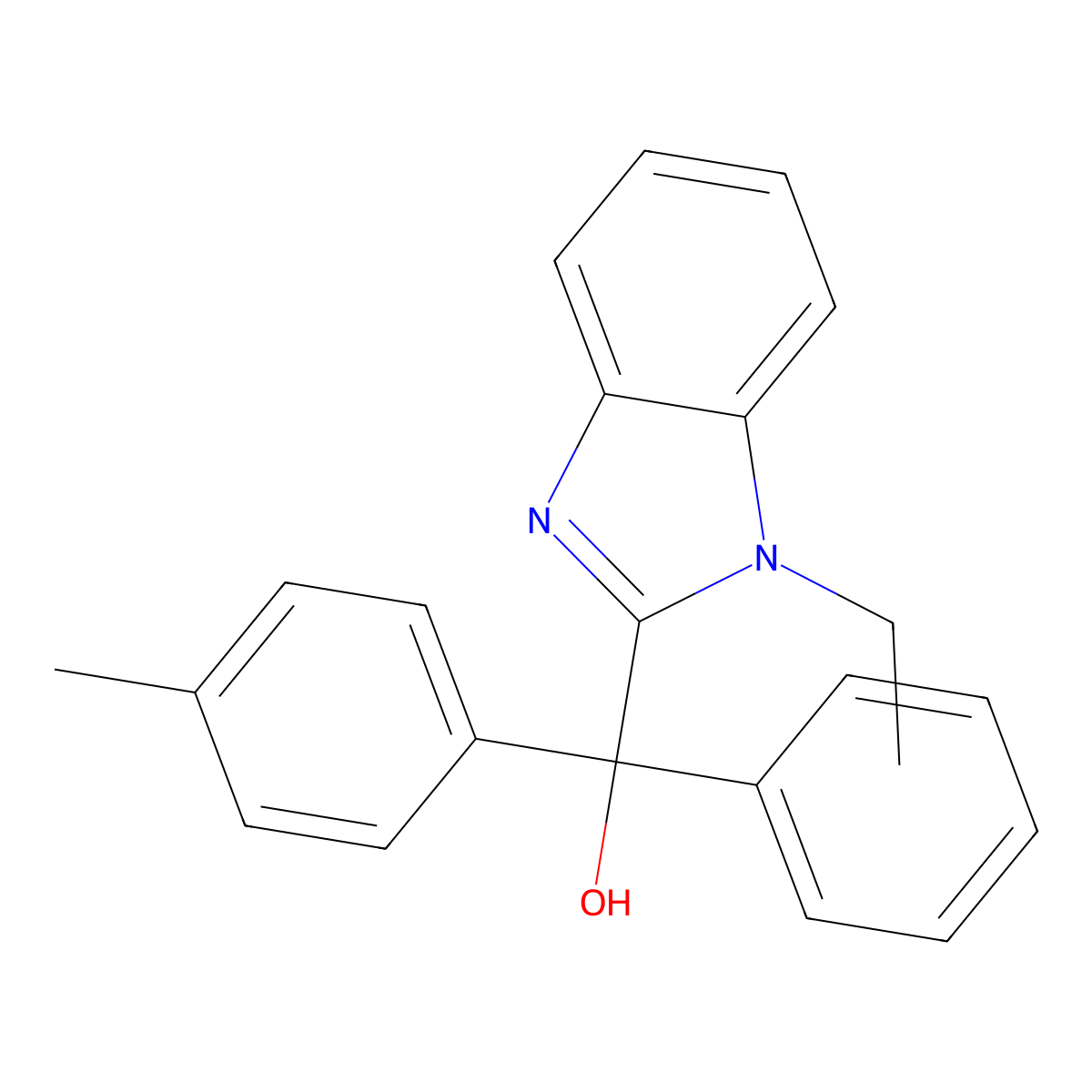 (1-Ethylbenzimidazol-2-yl)-(4-methylphenyl)-phenylmethanol molecular structure, CAS 425395-22-8