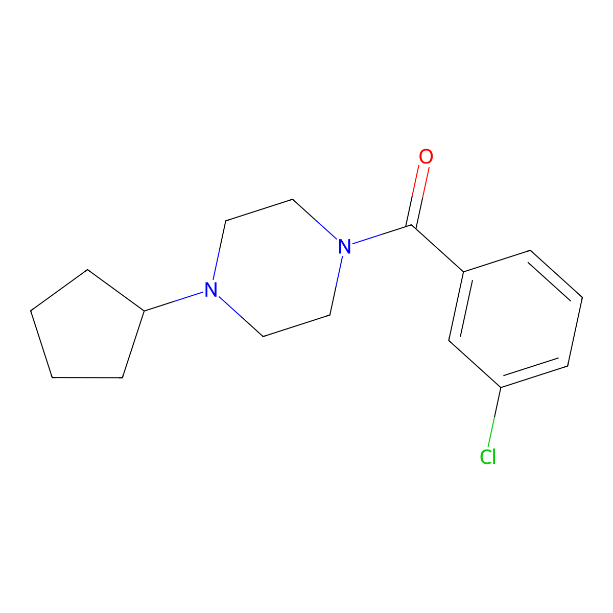 (3-Chlorophenyl)(4-cyclopentylpiperazin-1-yl)methanone molecular structure, CAS 425395-28-4