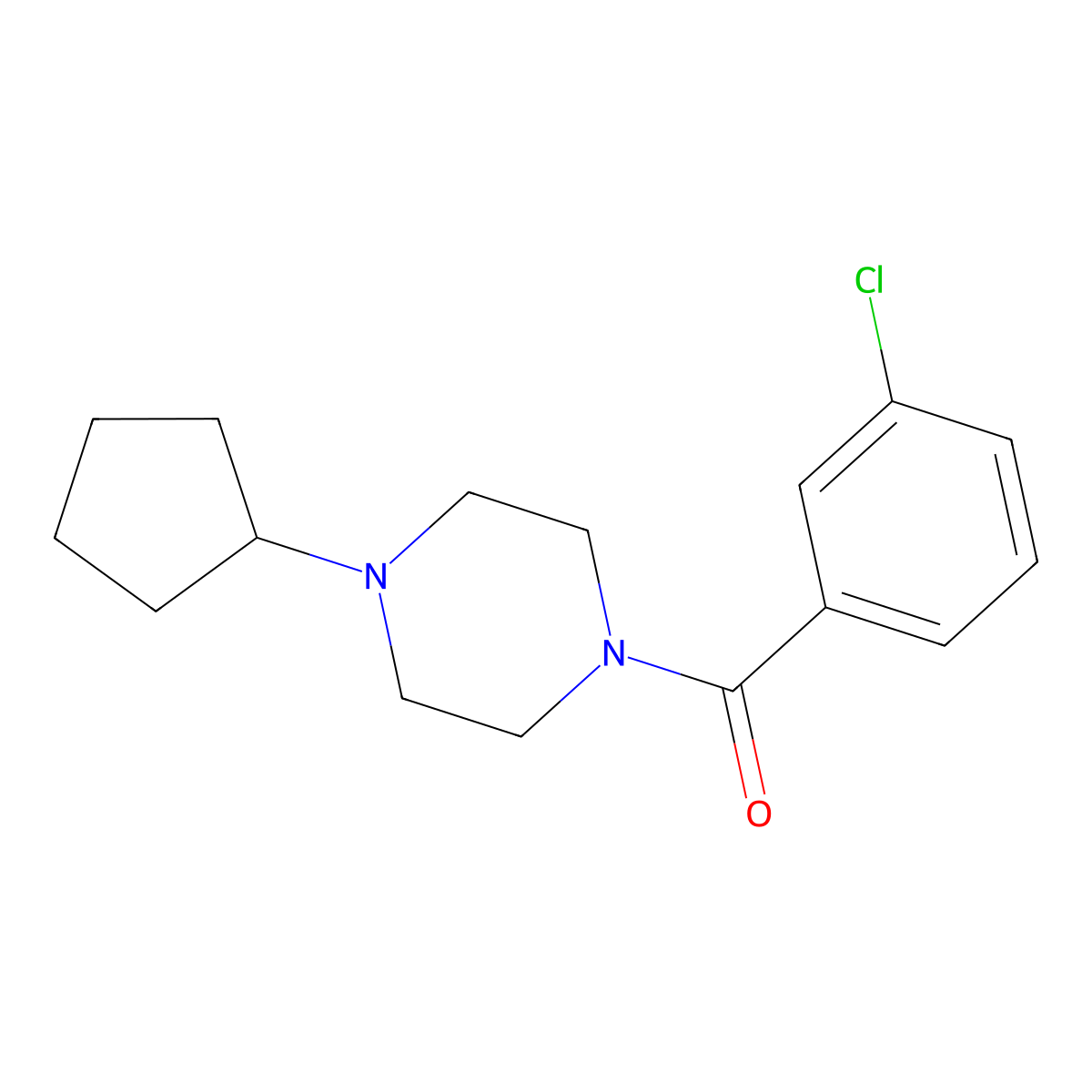 (3-Chlorophenyl)(4-cyclopentylpiperazin-1-yl)methanone molecular structure, CAS 425395-28-4